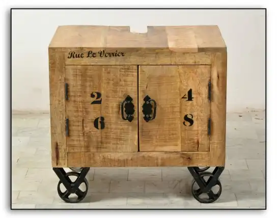Rustic Industrial Cabinet with 2 Doors on Casters - popular handicrafts